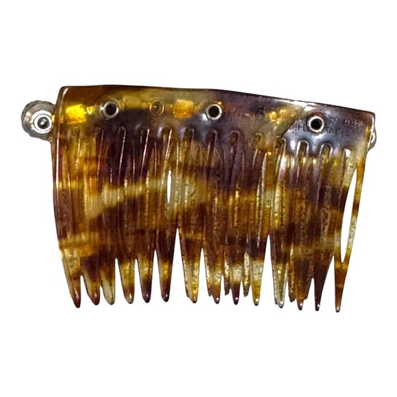 Vintage Rhinestone Hair Comb Clip Tortoise shell Celluloid & Silver Tone 3" READ - Picture 2 of 5